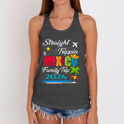 Straight Trippin 2024 Family Vacation Trip Mexico Matching Women's Knotted Racerback Tank