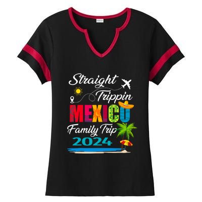 Straight Trippin 2024 Family Vacation Trip Mexico Matching Ladies Halftime Notch Neck Tee