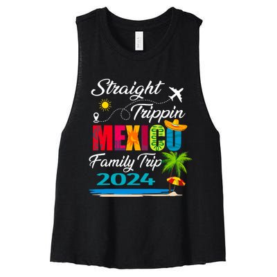 Straight Trippin 2024 Family Vacation Trip Mexico Matching Women's Racerback Cropped Tank