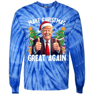 Santa Trump 2024 Usa Make Christmas Great Again Funny Trump Meaningful Gift Tie-Dye Long Sleeve Shirt