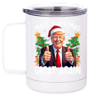 Santa Trump 2024 Usa Make Christmas Great Again Funny Trump Meaningful Gift 12 oz Stainless Steel Tumbler Cup