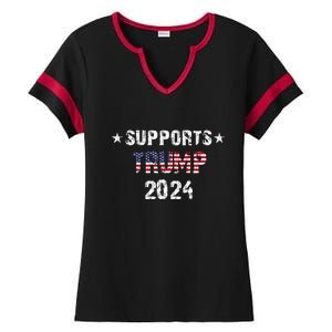 Supports Trump 2024 Vote Usa Ladies Halftime Notch Neck Tee