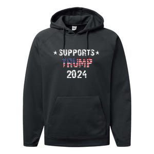 Supports Trump 2024 Vote Usa Performance Fleece Hoodie