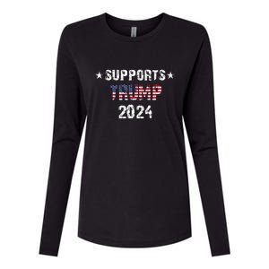 Supports Trump 2024 Vote Usa Womens Cotton Relaxed Long Sleeve T-Shirt