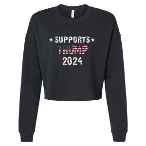 Supports Trump 2024 Vote Usa Cropped Pullover Crew