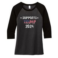 Supports Trump 2024 Vote Usa Women's Tri-Blend 3/4-Sleeve Raglan Shirt