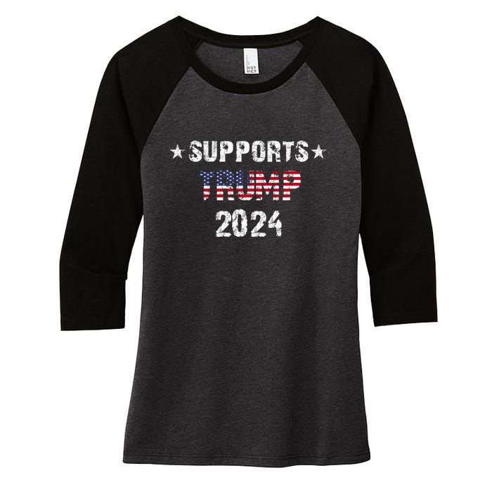 Supports Trump 2024 Vote Usa Women's Tri-Blend 3/4-Sleeve Raglan Shirt