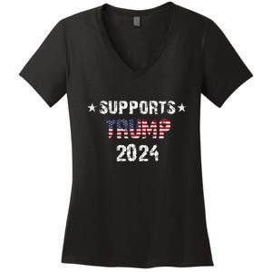 Supports Trump 2024 Vote Usa Women's V-Neck T-Shirt