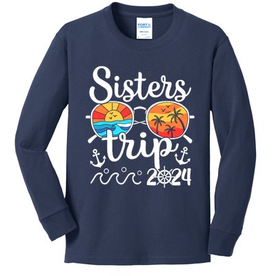 Sisters Trip 2024 Girl Trip 2024 Cruising Vacation Weekend Kids Long Sleeve Shirt