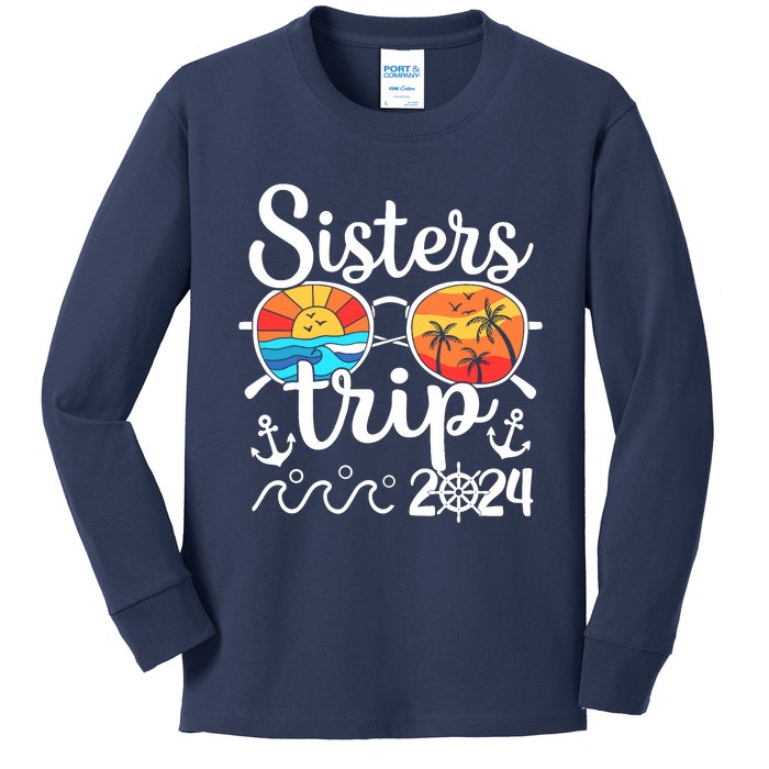 Sisters Trip 2024 Girl Trip 2024 Cruising Vacation Weekend Kids Long Sleeve Shirt