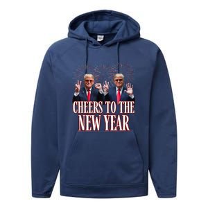 Sarcastic Trump 2025 Cheers To The New Year White House Performance Fleece Hoodie