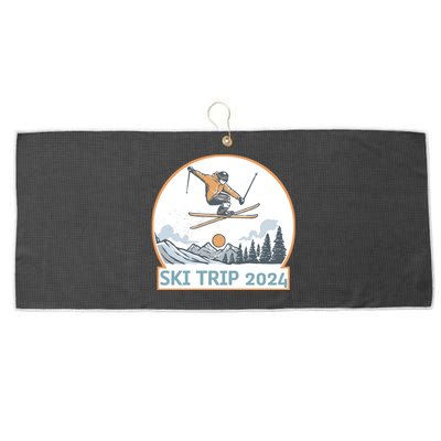 Ski Trip 2024 Matching Family Snow Skiing Vacation Large Microfiber Waffle Golf Towel