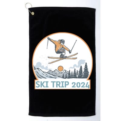 Ski Trip 2024 Matching Family Snow Skiing Vacation Platinum Collection Golf Towel