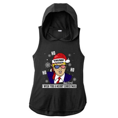 Santa Trump 2024 Ho Ho Ho Donald Trump 45/47 Gift Ladies PosiCharge Tri-Blend Wicking Draft Hoodie Tank