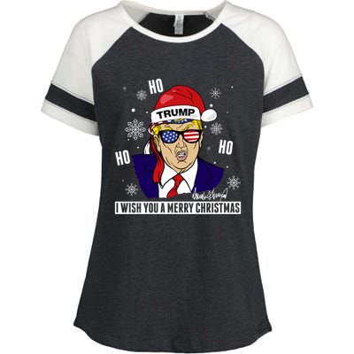 Santa Trump 2024 Ho Ho Ho Donald Trump 45/47 Gift Enza Ladies Jersey Colorblock Tee