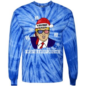 Santa Trump 2024 Ho Ho Ho Donald Trump 45/47 Gift Tie-Dye Long Sleeve Shirt