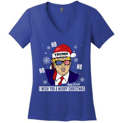 Santa Trump 2024 Ho Ho Ho Donald Trump 45/47 Gift Women's V-Neck T-Shirt