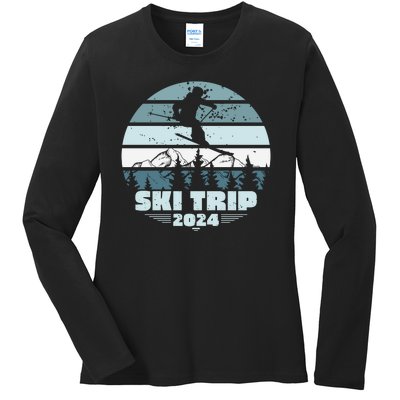 Ski Trip 2024 Skiing Vacation Family Trip Ladies Long Sleeve Shirt