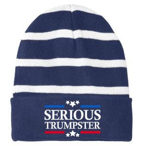 Serious Trumpster 2024 Pro Donald Trump Striped Beanie with Solid Band