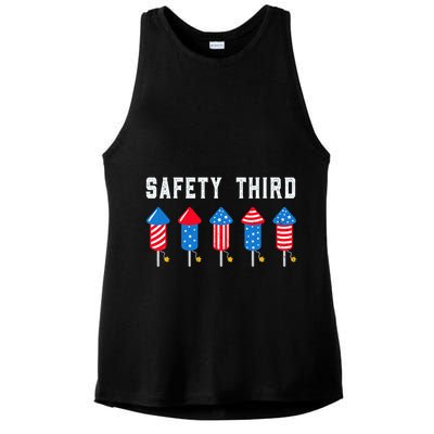 Safety Third 4th Of July Fireworks Ladies PosiCharge Tri-Blend Wicking Tank