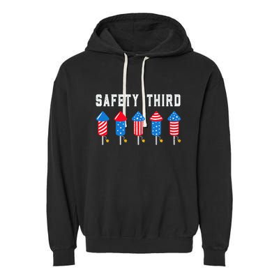 Safety Third 4th Of July Fireworks Garment-Dyed Fleece Hoodie