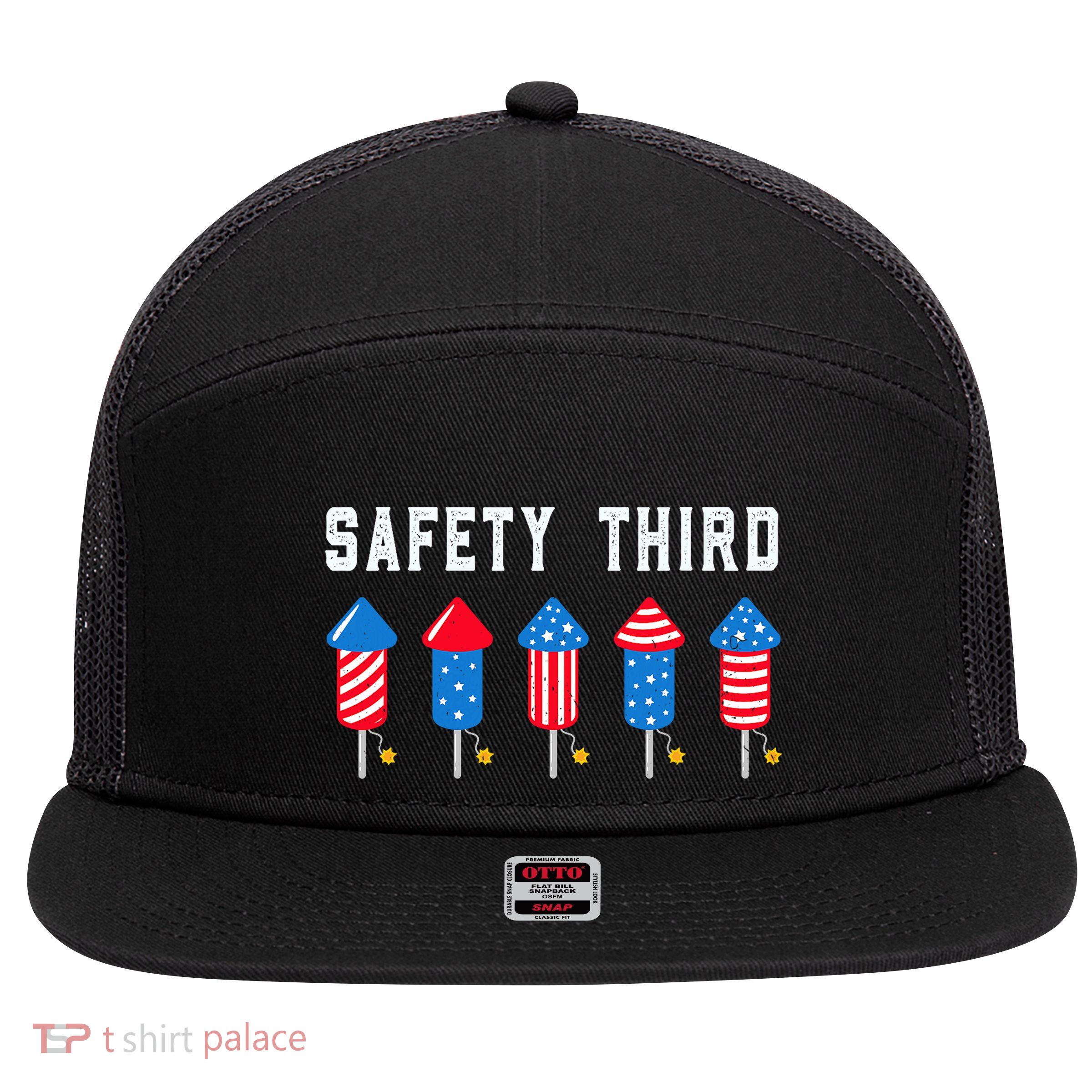 Safety Third 4th Of July Fireworks 7 Panel Mesh Trucker Snapback Hat
