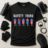 Safety Third 4th Of July Fireworks Cooling Performance Crew T-Shirt