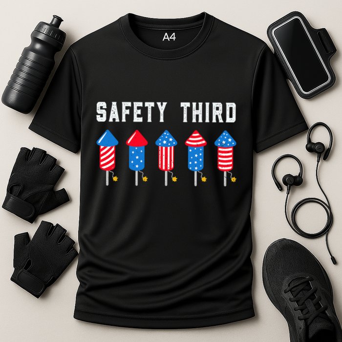 Safety Third 4th Of July Fireworks Cooling Performance Crew T-Shirt