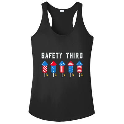 Safety Third 4th Of July Fireworks Ladies PosiCharge Competitor Racerback Tank