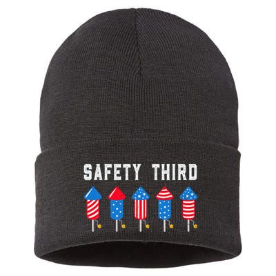 Safety Third 4th Of July Fireworks Sustainable Knit Beanie