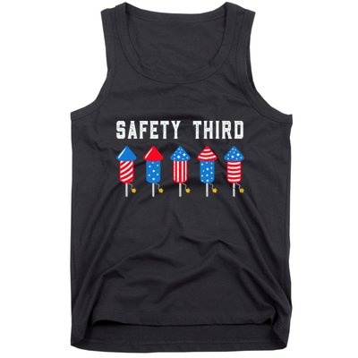 Safety Third 4th Of July Fireworks Tank Top