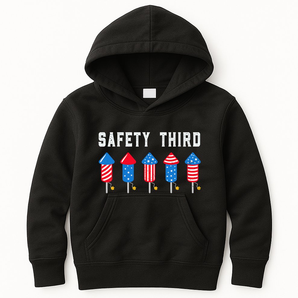 Safety Third 4th Of July Fireworks Kids Hoodie