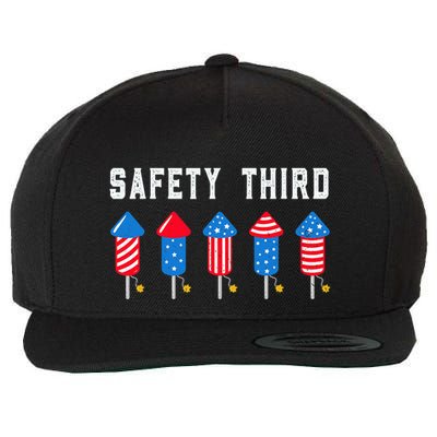 Safety Third 4th Of July Fireworks Wool Snapback Cap
