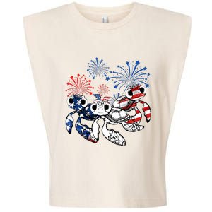 Sea Turtles 4th Of July American Usa Flag Patriotic Garment-Dyed Women's Muscle Tee