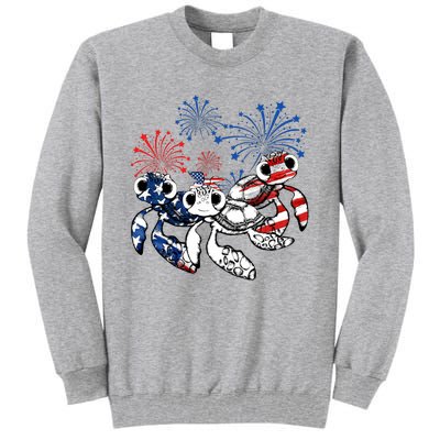 Sea Turtles 4th Of July American Usa Flag Patriotic Tall Sweatshirt