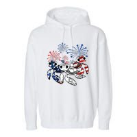 Sea Turtles 4th Of July American Usa Flag Patriotic Garment-Dyed Fleece Hoodie