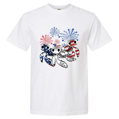 Sea Turtles 4th Of July American Usa Flag Patriotic Garment-Dyed Heavyweight T-Shirt