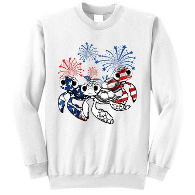 Sea Turtles 4th Of July American Usa Flag Patriotic Sweatshirt