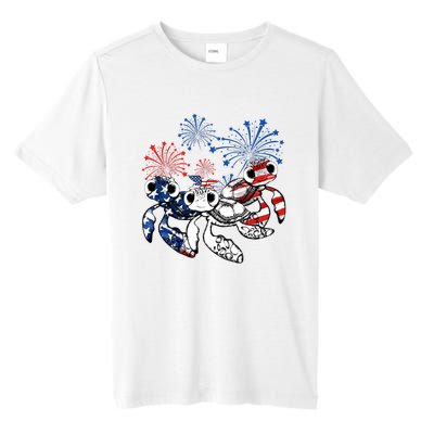 Sea Turtles 4th Of July American Usa Flag Patriotic Tall Fusion ChromaSoft Performance T-Shirt