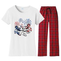 Sea Turtles 4th Of July American Usa Flag Patriotic Women's Flannel Pajama Set