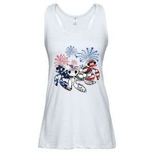 Sea Turtles 4th Of July American Usa Flag Patriotic Ladies Essential Flowy Tank