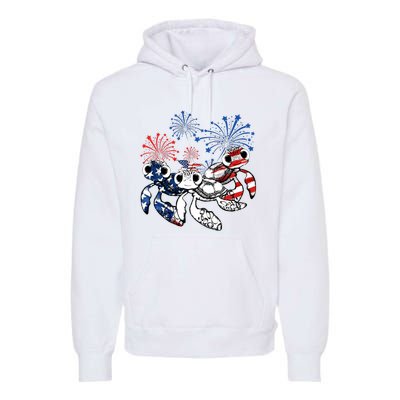 Sea Turtles 4th Of July American Usa Flag Patriotic Premium Hoodie