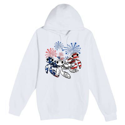 Sea Turtles 4th Of July American Usa Flag Patriotic Premium Pullover Hoodie