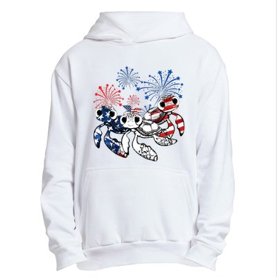 Sea Turtles 4th Of July American Usa Flag Patriotic Urban Pullover Hoodie