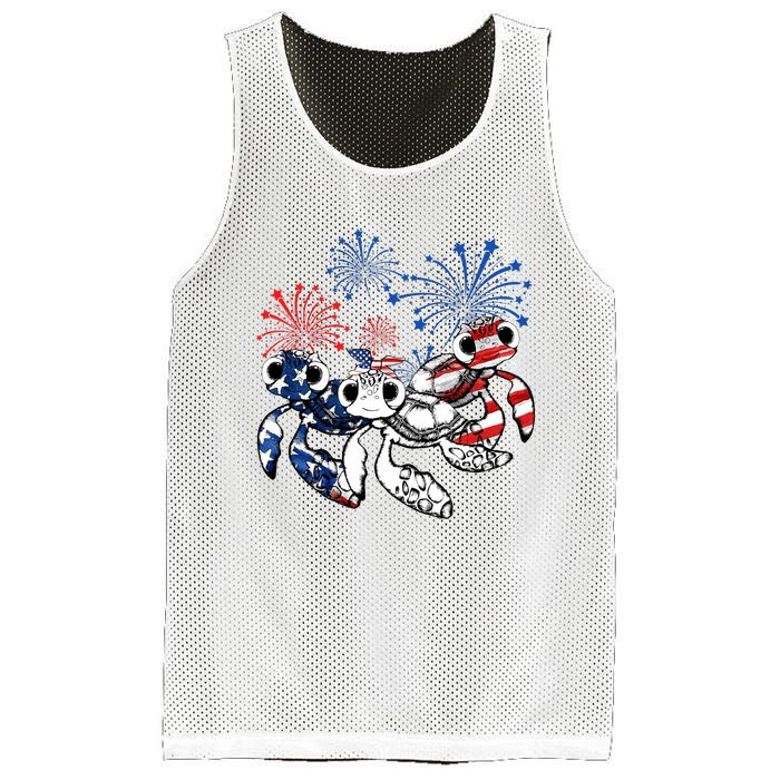 Sea Turtles 4th Of July American Usa Flag Patriotic Mesh Reversible Basketball Jersey Tank