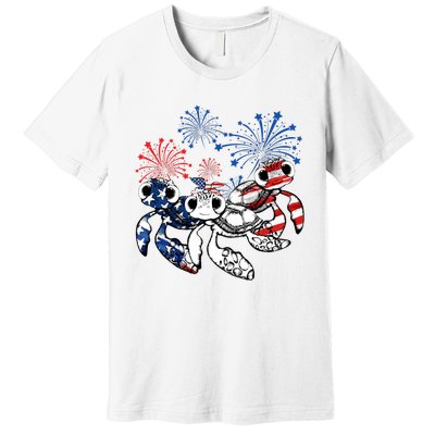 Sea Turtles 4th Of July American Usa Flag Patriotic Premium T-Shirt