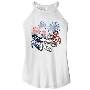 Sea Turtles 4th Of July American Usa Flag Patriotic Women's Perfect Tri Rocker Tank