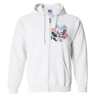 Sea Turtles 4th Of July American Usa Flag Patriotic Full Zip Hoodie