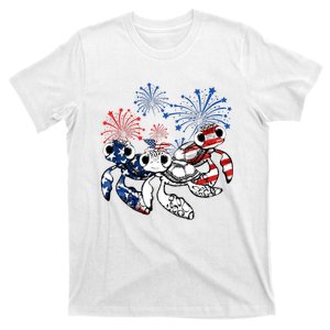 Sea Turtles 4th Of July American Usa Flag Patriotic T-Shirt