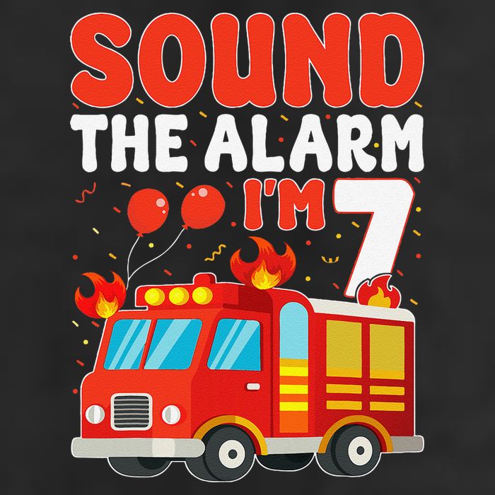 Sound The Alarm IM 7 Fire Truck Firefighter 7th Birthday 7 Panel Mesh Trucker Snapback Hat